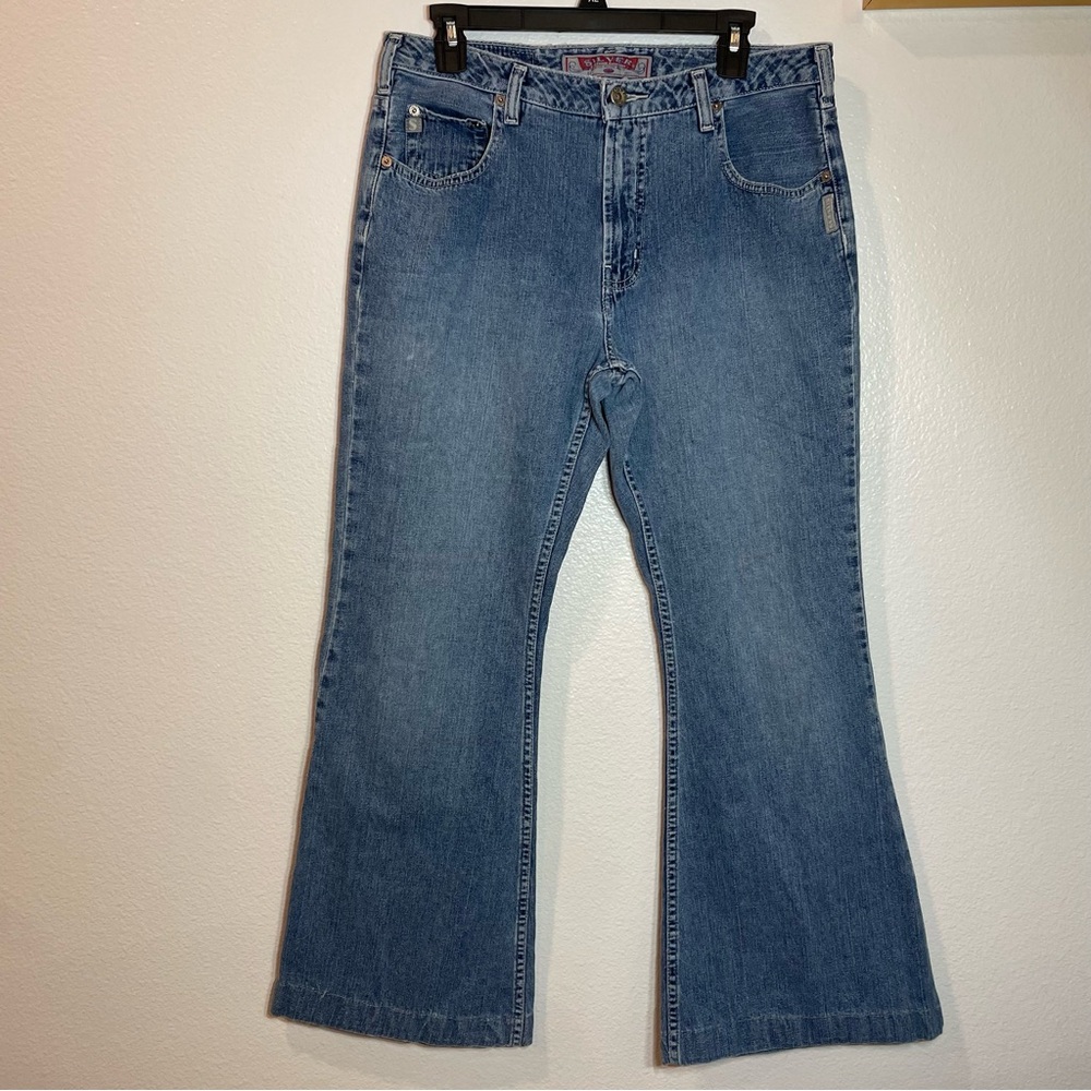 Silver Clothing Company Blue flared loose fit Jeans, medium wash, Womens 33 x 33